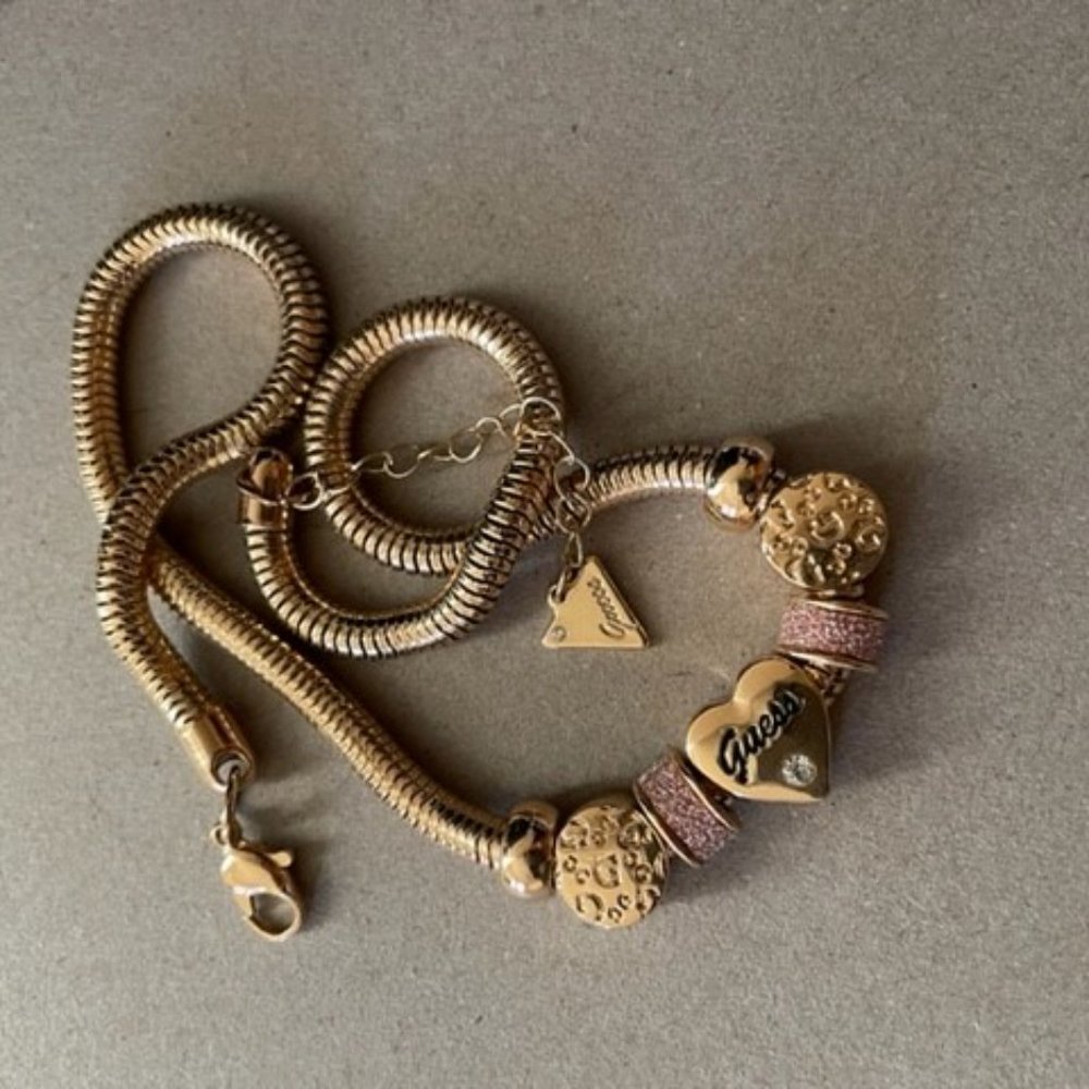 Guess Multi Charm Slides On An 17.5" Snake Chain … - image 5